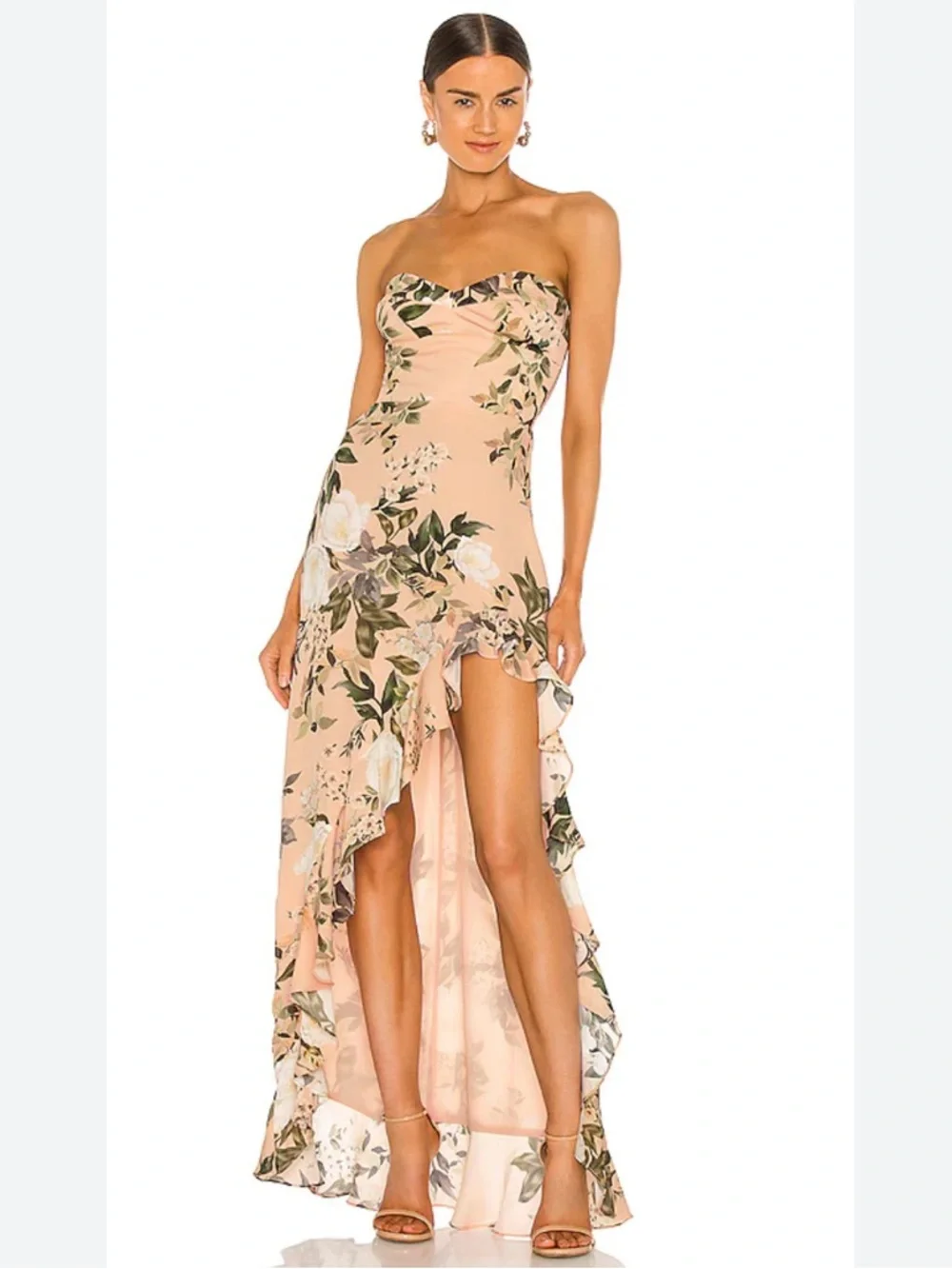 Amanda Uprichard Floral High-Low Strapless Dress - Picture 1 of 6